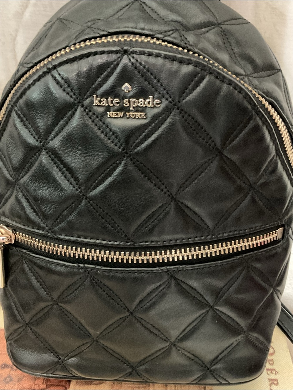 kate spade Black Quilted Leather Mini Backpack with Matching Zip Wallet EUC - Picture 11 of 14